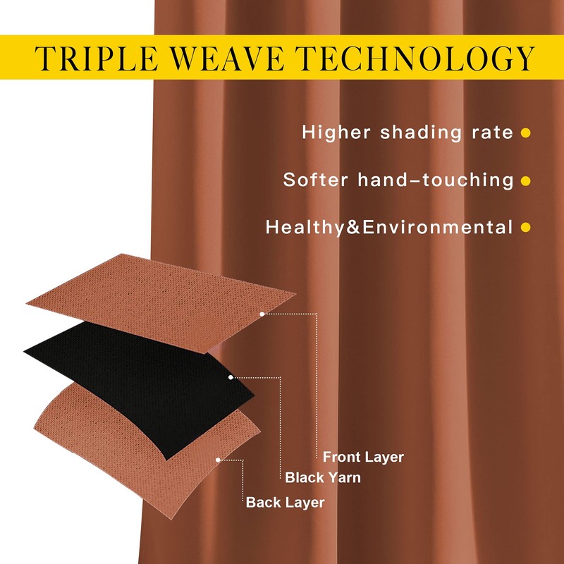 NICETOWN Blackout Burnt Orange Curtain & Drape - Room Darkening