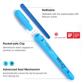 Writech Retractable Hightlighters Chisel Tip 6 Assorted Pastel Colors Non-toxic No Smear Fast Dry Ink for Highlighting In the Home School or Office