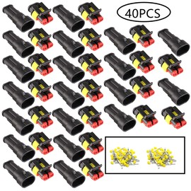 HUAZIZ Set of 20 Waterproof Quick Connectors, Cable Connectors, 2-Pin Plug, Waterproof Connector, Car Electrical Connector Plug, for Trucks, Cars, Kayaks, Boats, Scooters, Motorcycles