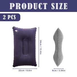 2 PCS Inflatable Pillows, Compressible Waterproof Travel Pillow, Ultralight Soft Flocked Blow Up Pillows, Portable for Travel, Camping, Sunbathing, Office