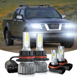 SHENKENUO For 2005-2019 Nissan Frontier 4x High&Low Beam LED Headlight fog Light Bulbs Kit