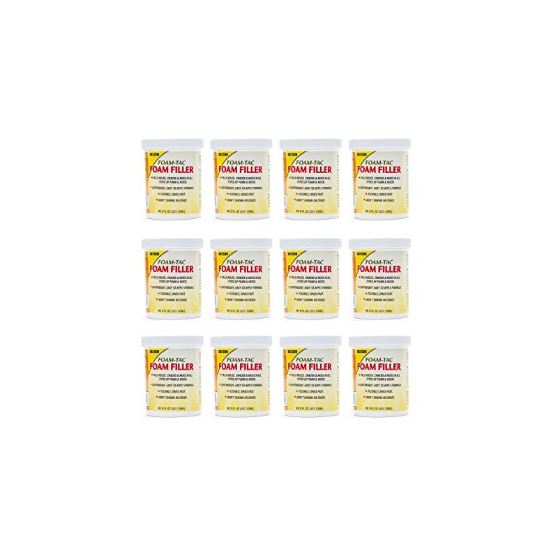 Beacon Foam-Tac Clear Foam Filler Paste, 8-Ounce, 12-Pack