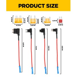 YAKEFLY 12 Pack Fuse Taps Set,4 Types 12V Car Add-a-Circuit Adapter and Fuse Kit,Mini Automotive Fuse Connector ATC ATS Blade Fuse Holder with MICRO2,Mini Low Profile Tap Adapter for Cars Trucks Boats