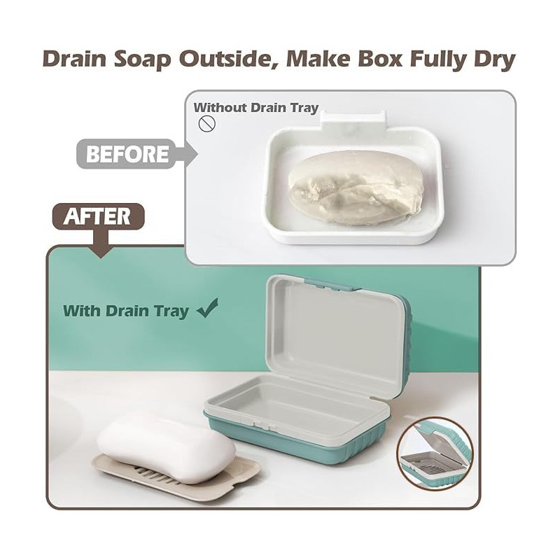 WEZCHUGHAOL Leakproof Travel Soap Dish with Lid - Draining Soap