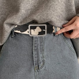 Milisten Cow Pattern Leather Belt Vintage Style Waist Belt Fashion Cowgirl Belt Adjustable Belt For Jeans Pants -, As Shown-1