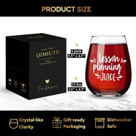QIMIUTB Lesson Planning Juice,Funny Teacher Appreciation Wine Glass Gifts for Women,Wine Glasses Gifts for Professors Friends,Colleagues Coworker Birthday Gift,Teacher's Day Graduation Gift-170