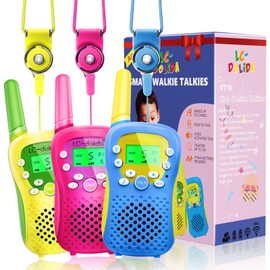 Walkie Talkies for Kids, 5KM Long Range Toys Gifts for 3-12 Year Old Boys Girls with Automatic Squelch Function Flashlight for Outdoor Game for Kids Camping Hiking- 3 Pack