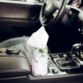 Fourluoo 12 Pack Car Tissue Holder Cylinder Bulk with 3 Ply Facial Tissues, Cylinder Travel Paper Tubes Box Container for Cup Holder, Refill Car Napkin Box Round Container(Eucalyptus)