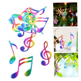 Milisten Music Note Pendant Charms Christmas Music Note Ornament 12pcs Iridescent Treble Clef Tree Hanging Decoration Rainbow Musical Notes Pendant Charm Xmas Party Supplies