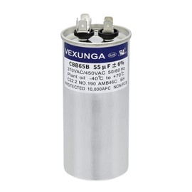 VEXUNGA 55uF 55 MFD 370VAC 440VAC 450VAC 50/60Hz CBB65 CBB65B Run Start Capacitor for AC Unit Fan Motor Start or Pool pump or Air Condenser Straight Cool