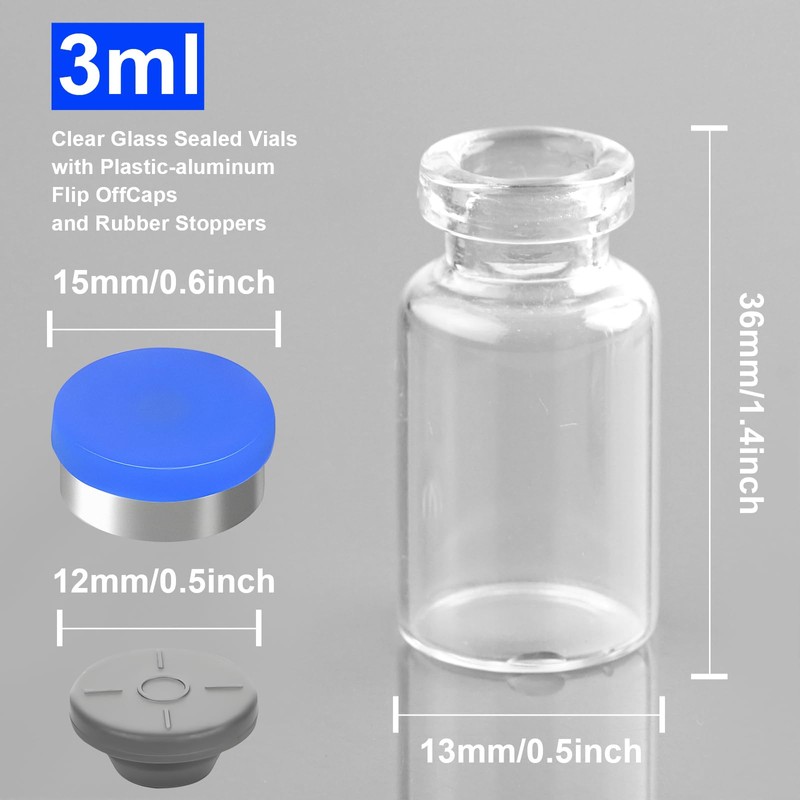 Ehoycq 3ml Sealed Vials with Self Healing Injection Port and
