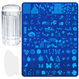 Nail Art Plates Nail Stamping Manicure Tool, Nail Stamping Plate Set, Nail Template Stamp Stencil DIY Scraper Nail Stamp and Nail Scraper Kit for Nails Manicure Pack of 7