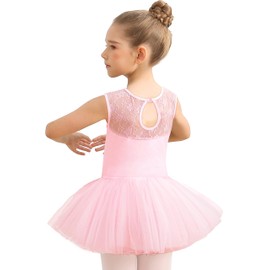 Mulnall Girls Ballet Lace Cap Sleeve Leotard Tank with Tutu Skirt for Dance Gymnastics (Toddler/Little Girl/Big Girl)（UK6032-08-XL）