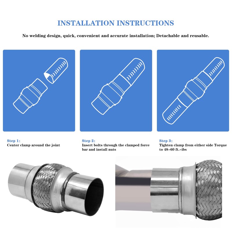Remarkable Power RK7544-2.5" x 4" Heavy Duty Stainless Steel Exhaust