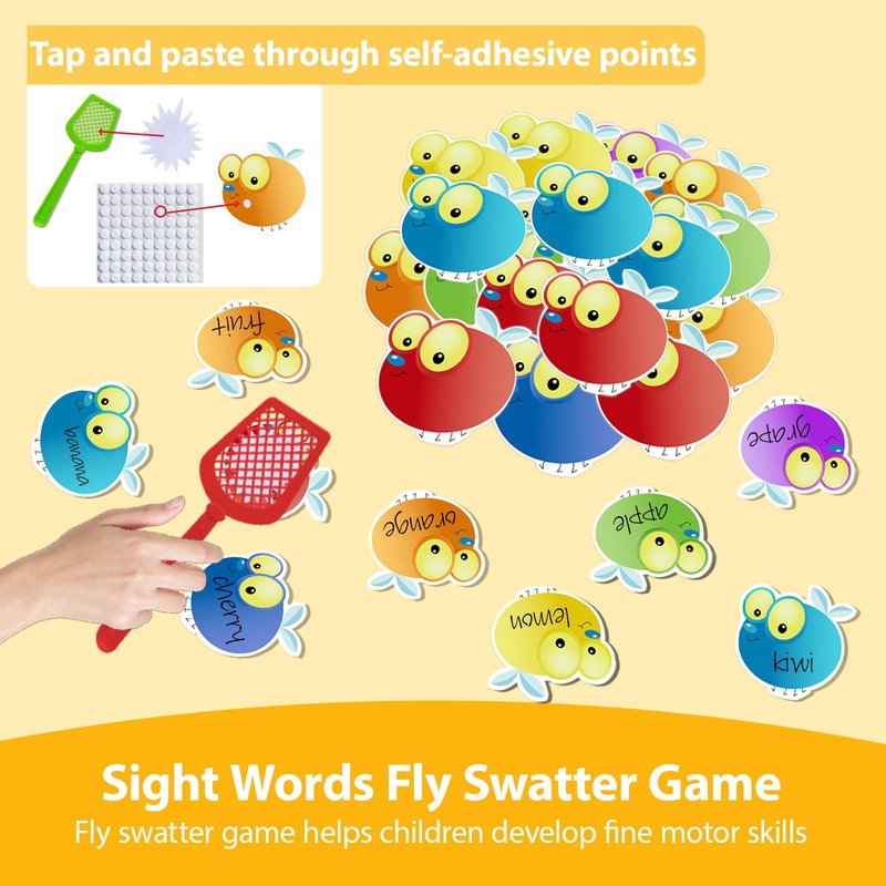 Thryvomniq Sight Word Fly Swatting Games 35 Pcs Dry Erase