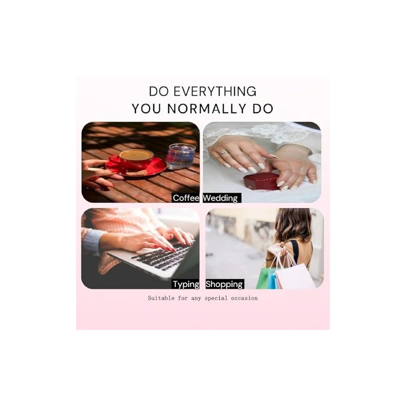 Uñas Postizas Almendradas Medianas, Uñas Nude, Uñas Postizas Con Ondas