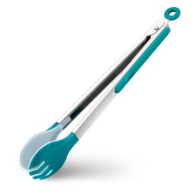 12 Inch Kitchen Tongs for Cooking with Silicone Tips,600℉ Heat Resistant Stainless Steel Locking Cooking Tongs Food Tongs for BBQ,Cooking,Salad and Serving Food,Heavy Duty,Non-Stick,Double-color