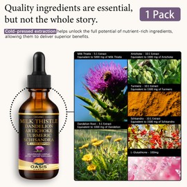 OASIS FORCE Organic Milk Thistle Extract Liquid for Liver Cleanse Detox & Repair, Silymarin Milk Thistle Drops Supplement with Dandelion & Artichoke for Liver Support, Vegan, Alcohol-Free, 2 FL OZ