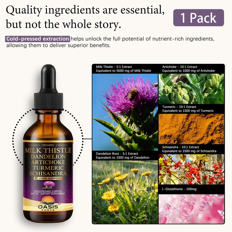 OASIS FORCE Organic Milk Thistle Extract Liquid for Liver Cleanse