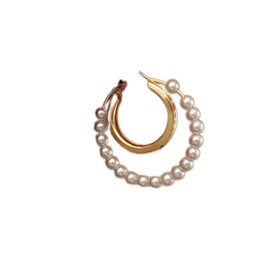 Cimenexe Bohemian Large Pearl Earrings Circle Pearl Earrings Gold Hollow Circle Hoop Earrings Exaggerated Circle Earrings Geometric Large Hoop Earrings Jewellery for Women and Girls