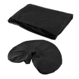 Perfeclan 3 Pieces Massage Table Sheet Set, Fitted Sheet, Washable,Breathable,Face Cradle Cover Massage Table Cover for SPA Table, Black