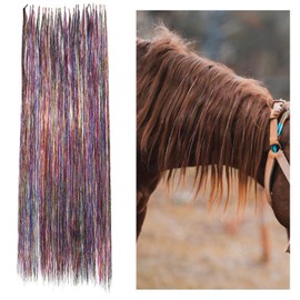 Pack of 25 Hair Accessories for Horses, 60 cm Colourful Hair Strands, Glittering Horse Hair Tinsel Extensions, Horse Hair Extensions, Horse Mane and Tail, Bling Accessories for Western Wedding Bridal