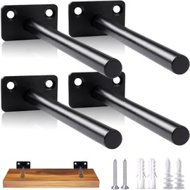 Floating Shelf Brackets 6 Inch Blind Shelf Support for 6.5-10 Inch Floating Shelves - Solid Steel Hidden Shelf Bracket for Wood Shelves, Invisible Wall Shelf Brackets with Screws and Wall Plugs