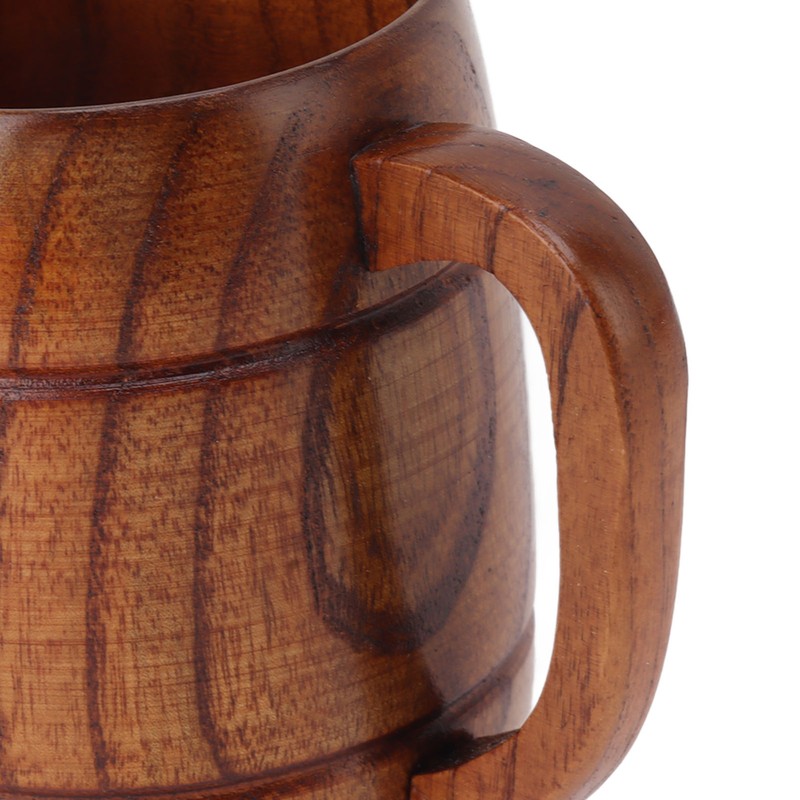 Wooden Beer Mug with Handle 300ml Prevent Scald Carved Drinkware