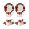 Grace Teaware Poinsettia Plaid Espresso Cups 2-Ounce with Saucers, Set