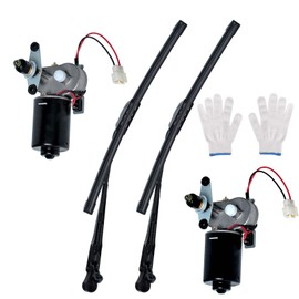 16" 12V UTV Windshield Wiper Windshield Wiper Blade Universal Power windshield Wiper motor Kit Compatible With Polariss Kubotaa Kawasakii Kymcoo (90°Wipe Sweep) 2Pcs