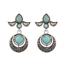 Efulgenz Indian Earrings for Women Bohemian Turquoise Green Crystal Floral Dangle Earrings Crystal Chandbali Earrings Set Dangle Earrings Statement Earrings Jewelry for Women, Copper, No Gemstone