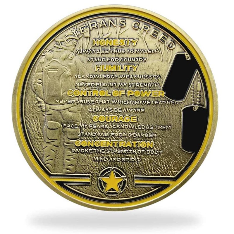 Jokimu Military Veteran Creed Challenge Coin,Honoring All Veterans Thank You