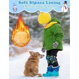 Becellen Mittens Toddler, Warm Thick Baby Knitted Gloves with Lanyard, Cute Snowflakes, Winter Gloves for 0-3 Years, Boys and Girls, gray