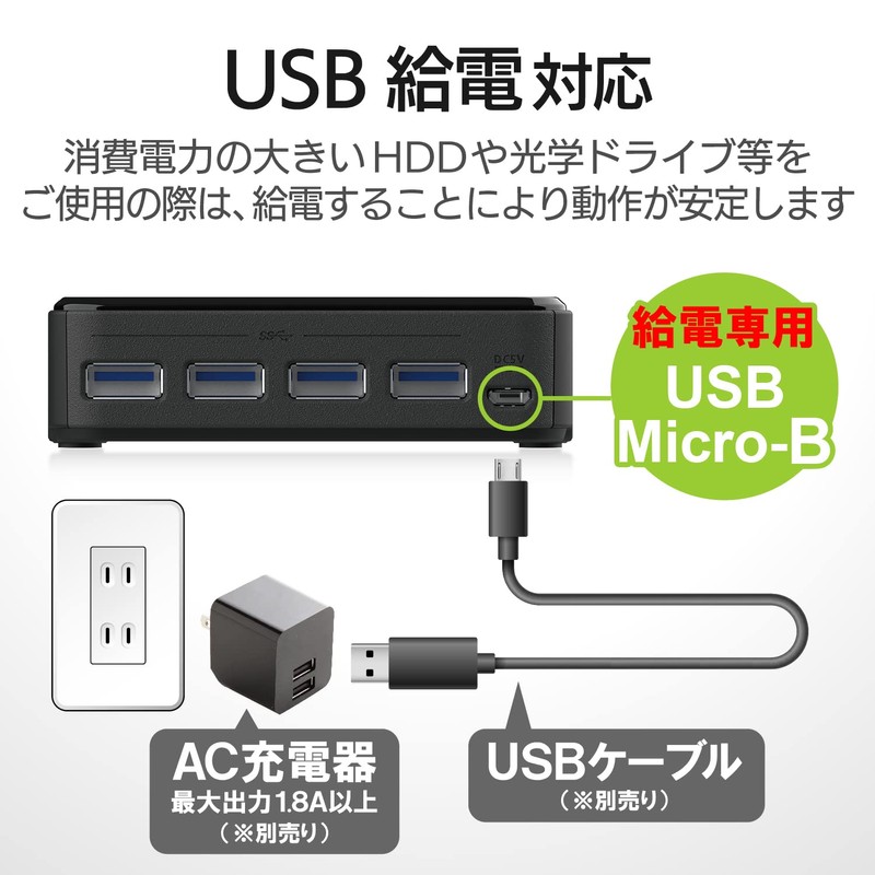 Elecom U3SW-T4 USB Switcher, PC to 4 Ports, USB 3.0