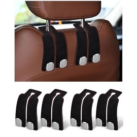 Ganchos para reposacabezas para coche, paquete de 4 ganchos de almacenamiento para respaldo de asiento de coche, ganchos dobles para asiento de coche para colgar bolsos y bolsas, soporte de