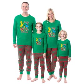 Sesame Street Unisex Toddler Christmas Happy Holidays Sleep Pajama Set (4T) Green