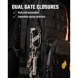 KeyUnity KU07 Titanium Carabiner Multitool Dual Sided Gates with Bottle Opener and Screwdriver 3 in 1 EDC Keychain Clip for Everyday Carry