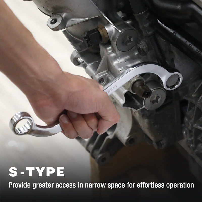 DURATECH Double Ring Spanner Set, S-Type Obstruction Spanner Double Box