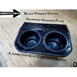 Fits Club Car DS 2 Jumbo Cup Drink Holder Black Powder Coated Aluminum Diamond Plate