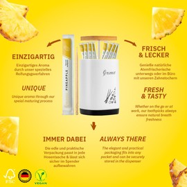 Wonder Toothpicks with Flavour - 100x Individually Packaged Toothpicks + 1x Toothpick Dispenser - Oral Hygiene - Fresh Breath - Dispenser for Toothpicks - Individually Wrapped Toothpicks (Pineapple)