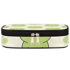 Cute Frog Big Capacity Pencil Pen Case Animal Frog Large Pencil Pouch with Zipper Compartments Pencil Bag for Boys Girls Adults Student Office School Supplies