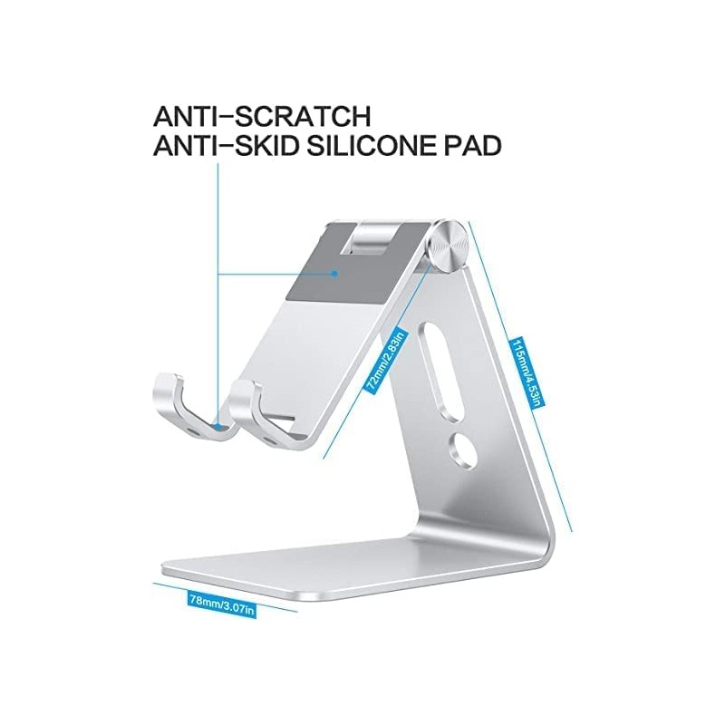 Soporte ajustable para teléfono celular, OMOTON de aluminio para escritorio
