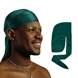 2 Pack Silk Durag for Men and Women Gift Set, Silky Satin Du Rag, Green