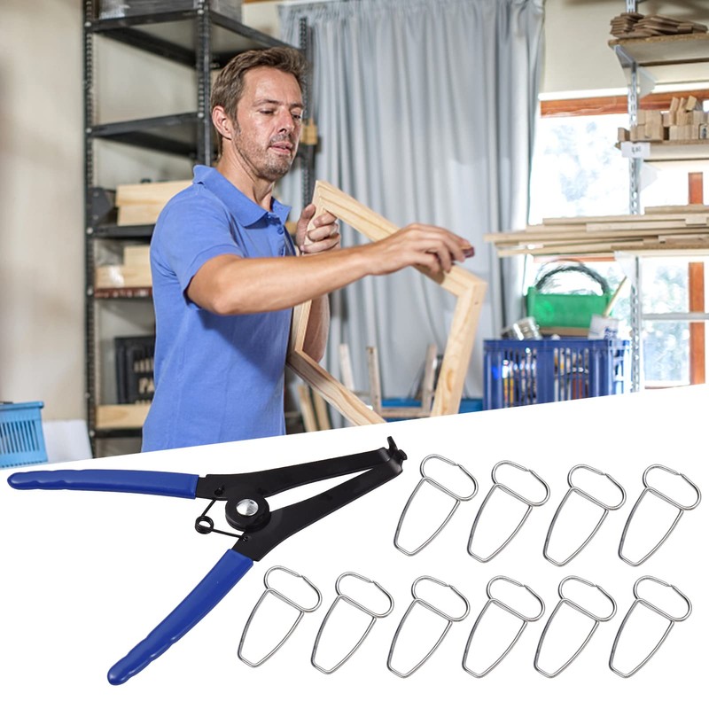 Spring Clamp Pliers, Woodworking Tool with 10 Miter Clamps for