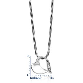 Miore MSM139N Women's Sterling Silver Clear Cubic Zirconia Open Heart Pendant on 45 cm Snake Chain