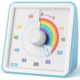 LIORQUE 60 Minute Visual Timer for Kids, Silent Countdown Timer Clock Kids Timer for Teaching Cooking, Pomodoro Timer with Rainbow Design