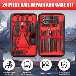 25-Piece Professional Nail Clipper Set – Stainless Steel Manicure & Pedicure Kit for Men & Women, Includes Cuticle Remover, Thick Nail Cutter, and Travel Case – Ideal Grooming Gift!