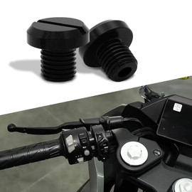 CHRYMUM 2PCS Motorcycle Mirror Hole Plug M10x1.25, Universal Space Aluminum Motorcycle Rear View Mirror Screws Suitable for Honda,Yamaha, Kawasaki, Suzuki,Ducati Motorcycle ATV and Bike etc