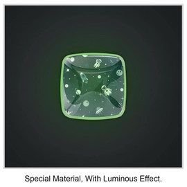 FangJianBei 4 Pcs Square Cabinet Handle Cupboard Fluorescence Knob Glowing in The Dark Drawer Pulls Handle Spaceship Rocket Moon Drawer Knobs with Screws Furniture Decor