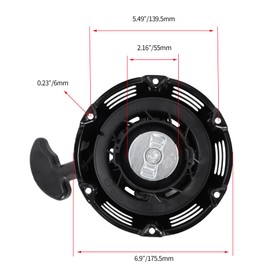 Recoil Starter Pull Start Assembly with Black Pull Cord for Small Engine SH255 SH265 SH270 3000 Series Engine KH-18-165-05-S Generator Lawnmower - Black